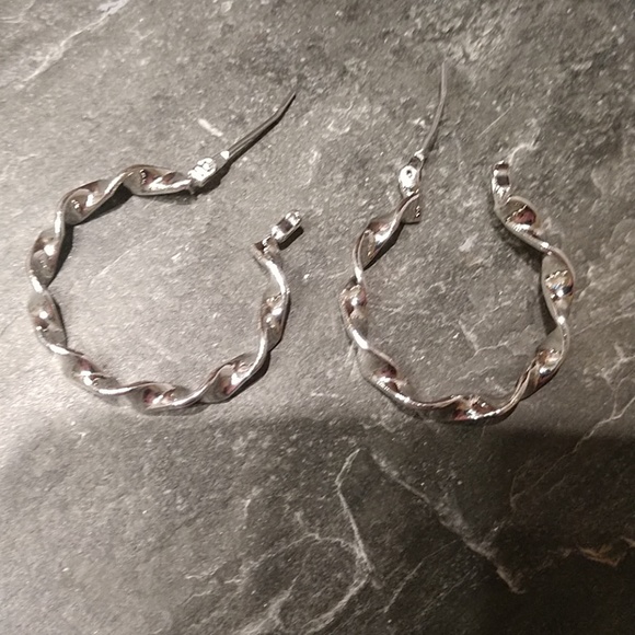 Nine West silver twisted hoop earrings - Picture 2 of 3